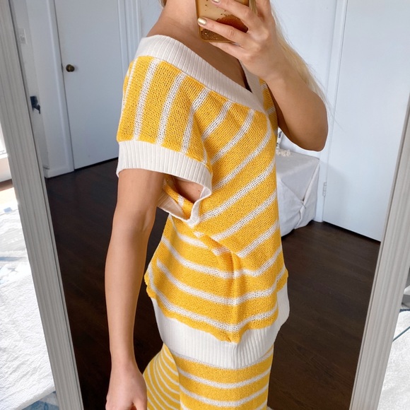 ☀️ ZARA BOHO YELLOW WHITE STRIPE VNECK SHEER LOOSE FIT TOP! - Picture 7 of 16